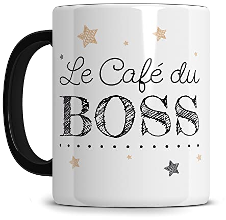 Céramique Mug Personnalisé blanc avec texte personnalisable 'ORIGINAL STAR MUG' Anse et Intérieur noir - Cadeau Original pour Homme Femme Anniversaire Bureau Collègue Noël - 330ML