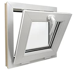 ECOPROF Kipp - Kellerfenster | Kunststoff Fenster | Gartenhaus Fenster | Maße: 40x40 cm (400x400 mm) | Farbe: Weiß | 70mm Profil
