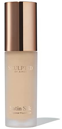 Satin Silk Longwear Foundation from Sculpted by Aimee (Medium Plus 4.5) - Lightweight, Hydrating & Buildable High Coverage, Sweat-Resistant Foundation