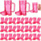 32 Pcs Rose Red Cowboy Boot Glass and Cups Set 30 Pcs 1 oz Plastic Mini Cowboy Boot Shot Glasses and 2 Pcs 16oz Big Cowboy Boot Cups for Cowboy Cowgirl Party Supplies Birthday Wedding Decorations