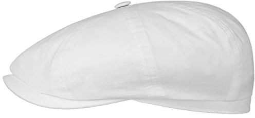 Stetson Hatteras Ballonmütze aus Bio-Baumwolle Herren - Nachhaltige Baumwollcap - Flatcap mit UV-Schutz 40 - Schiebermütze - Flat Cap Frühjahr/Sommer weiß L (58-59 cm)