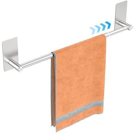 Strength Enemy Portasciugamani da Bagno Senza Trapano, Autoadesivo Montaggio a Parete, Porta asciugamani Regolabile 40-75 cm, Acciaio Inossidabile 304 Spazzolato, Per Bagno e Cucina - Argento
