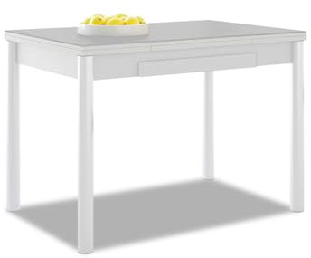 ASTIMESA - Mesa de Cocina Extensible - Estructura Blanca Tapa Laminado - Color Gris - Ideal para Espacios Pequeños - Medidas: 90 x 50 cm - Extensible: 140 x 50 cm