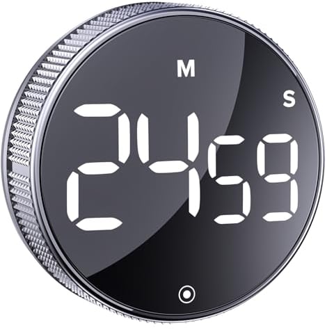 Bluesnail minuterie de Cuisine, minuterie de productivité avec Affichage numérique LED, Salle de Classe à Domicile Gym Bureau Smart Timer, Volume et luminosité réglables efficana Timer (Argent)