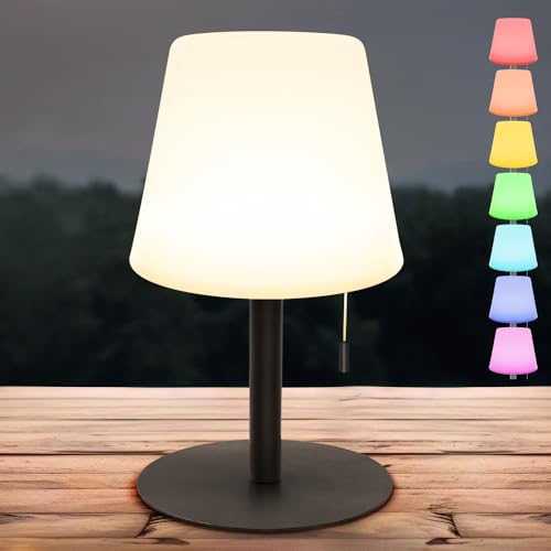 light to hope Kabellose Tischlampe LED Akku Nachttischlampe 2700K Warmweiß und RGB Dimmbar IP44 wasserdichte outdoor Tischleuchte für Wohnzimmer, Balkon, Restaurant, Hotel (Schwarz)