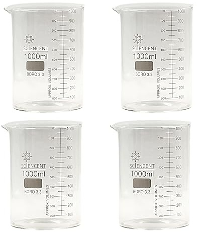 SCIENCENT Glass Beaker 1000ml (Set of 4)