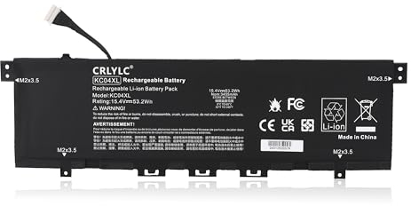 CRLYLC 53.2Wh KC04XL Batterie pour HP Envy X360 13-ag0xxx 13-ar0xxx 13-ah0xxx 13-aq0xxx 13-ah0056nf 13-ah0002nf 13-ah0002ng 13-ah0003ng 13-ah0005ng ah0056nf L08496-855 HSTNN-DB8P/IB8K