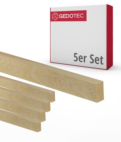 Gedotec Holzleisten - Holzbretter zum bauen Bastelklötzchen 100 cm lang | 5 Stück 5 x 10 mm | BASIC | vielseitiges Holz zum Basteln von verschiedenen Objekten - für Fensterbank Verkleidung innen