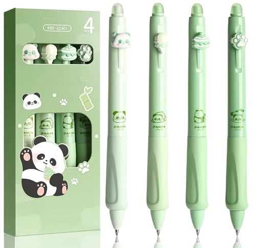 Radierbarer Kugelschreiber Stifte Set mit 4 Tier-Stifte Panda Pfote Eiscreme Kuchen - Kugel am Ende zum Entfernen der Tinte - Kugelschreiber Blau - Durchmesser der Mine 0,5 - Kugelschreiber Radierbar