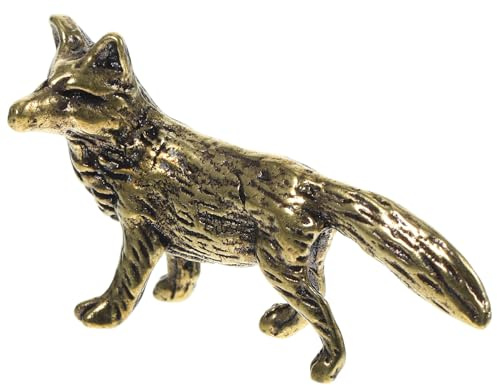 SEWACC Messingfuchs Mini Fuchs Figur Winzige Messing Tierfigur Kleine Metallstatue Ornament