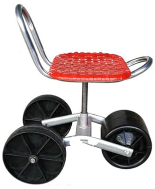 Gartensitz mit Rollen, um 360 Grad drehbar, robuster Gartenhocker, 23 cm - 37 cm, höhenverstellbar, für Garten, Garage, Schuppen