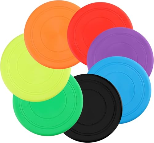 SHSHbuy Hundefrisbee 7 Stück Hunde Frisbees,Hund Scheibe,Gummi Fliegende Scheibe,Frisbee Hund für Hundetraining,Werfen Fangen Spielen Hundespielzeug 18CM