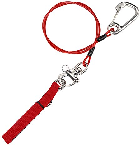 Pilipane Freediving Lanyard 316 Pro Sicherheitsseil aus Edelstahl Mit Armband Für Tauchsicherheit, Rot(Freedom-Sicherheitsseil)