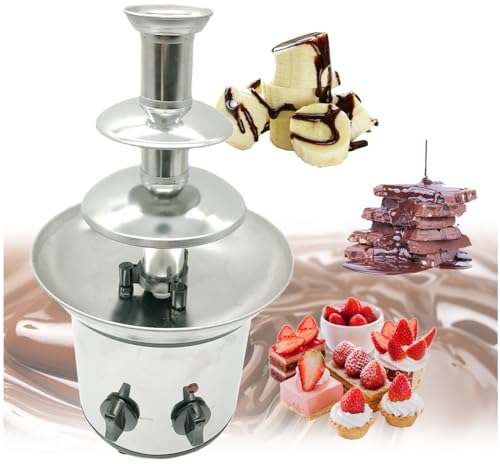 PLABNK Homemade Chocolate Fountain-3-Tier, Stainless Steel + Easy To Clean, Knob Adjusted/Simple Operation, Chocolate Desserts, Chocolate/Butter/Candy,Natural