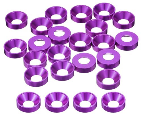 sourcing map Lot de 20 rondelles à tête fraisée M8 en alliage d'aluminium pour accessoires mécaniques - Violet