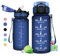 Trinkflasche Kinder 500ml, Trinkflasche mit Zeitmarkierung, trinkflasche mit strohhalm, Auslaufsicher Wasserflasche Kohlensäure Geeignet für Fahrrad, Schule, Maedchen, Sport