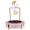 COSTWAY Ø92 cm Kindertrampolin, Mini Trampolin mit LED-Beleuchtung & Abnehmbarer Griff, Fitness Trampolin Gartentrampolin Indoor Outdoor für Kinder von 3-6 Jahren (Rosa)