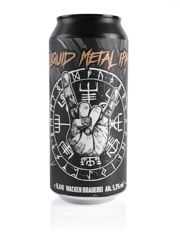 Wacken Brauerei - Liquid Metal - IPA, 20 Dosen, 0,44 l, 5,3% vol. | Beer of The Gods Viking Craft Beer, Dosenbier, Party, Festival, Heavy Metal, Wikinger