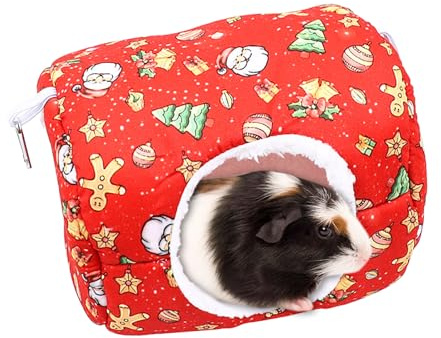 Weihnachten Meerschweinchen Betthöhle Warmes Hamsterhaus Gemütliches Tierhaus Höhlenbetten Weichem Klein Versteck Bett Kleintier Winterhaus für Hamster Zwergkaninchen Ratten Igel Chinchilla Bartagamen