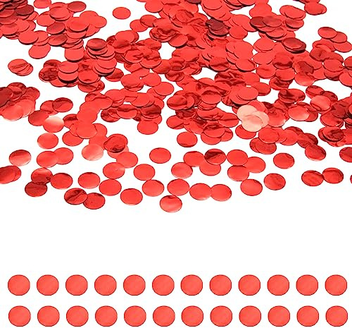 Yosawo 50g/1.76oz Konfetti Runde Deko Metallfolie Foil Konfettis(D/ZXY/Red) | Konfetti Rund Rot,Tischkonfetti Metallic Rot für Geburtstag Brautparty Babyparty Hochzeit Valentinstag Party Dekorationen