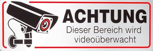 1 x Brandengel® Achtung Dieser Bereich wird videoüberwacht Aufkleber - Schild Edelstahl Optik extra Starke Folie - Sticker (Achtung Dieser Bereich wird videoüberwacht) für den Briefkasten - 1St