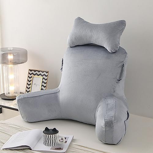 Cómoda almohada de lectura con reposabrazos y almohada para el cuello, cojín portátil para sofá cama con asa integrada para leer, relajarse y ver la televisión