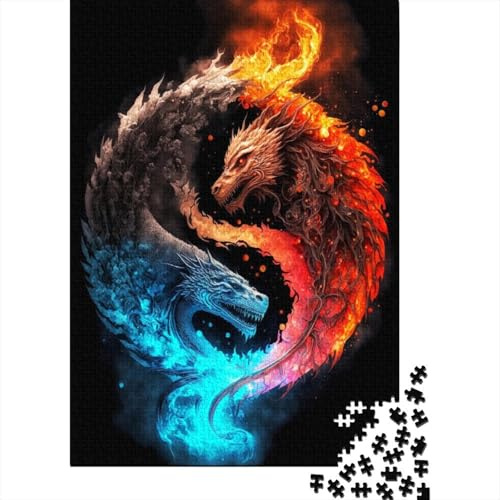 1000-teiliges Puzzle für Kinder, Yin- und Yang-Drache-Puzzle, Puzzle für Erwachsene, Familienunterhaltungsspielzeug, 1000 Teile (75 x 50 cm)