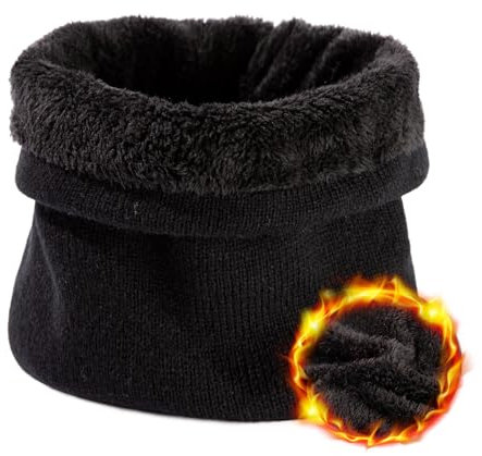 TOP-EX Windstopper - Berretto invernale impermeabile per uomo e donna, foderato in pile, Sciarpa tubolare nera, L/XL