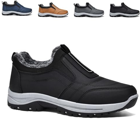 Aocase Slip On Sneakers Herren Warme wasserdichte Winter Halbschuhe Herren OrthopäDische Schuhe Herren Outdoor rutschfeste Wanderschuhe Leichtgewichts Laufschuhe Trekking,Schwarz,43/265mm