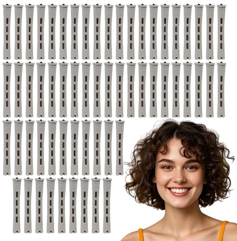 Perm Rods - Paquete de 60 varillas rizadoras largas grises, fáciles de usar, duraderas, diseño sin calor para hermosos rizos, ondas y volumen, 1,5 x 8,3 cm/0,59 x 3,27 pulgadas