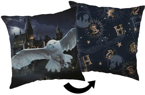 sarcia.eu Harry Potter Hedwig zweiseitiges quadratisches Kissen, Zierkissen, dekorativ, Marineblau 40x40 cm Oeko-TEX (Marineblau)