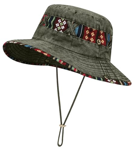 AYPOW Unisex Sonnenhut UPF 50+ Bucket Hut, Sommerhut Verstellbar Washed Denim Baumwolle Eimer Hut, Boonie Hut Atmungsaktiver Vintag Jeanshut, Safari Hut Herren Damen Verstaubarer Cowboy für Outdoor