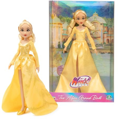 Winx Club Grand Ball Puppe – Stella im funkelnden goldenen Kleid mit Tiara – voll bewegliche Mode-Fee – offizielles Winx-Sammlerstück für Mädchen – Abschlussball-Outfit ab 4 Jahren