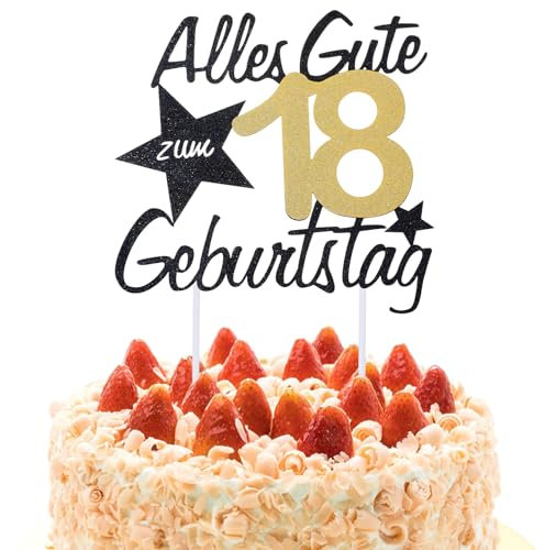 HJZHII Torten Deko 18 Geburtstag Alles Gute zum Geburtstag, Girlande 18 Männer Frauen Banner Geburtstagsdeko Glitzerbanner Zum Dekoration