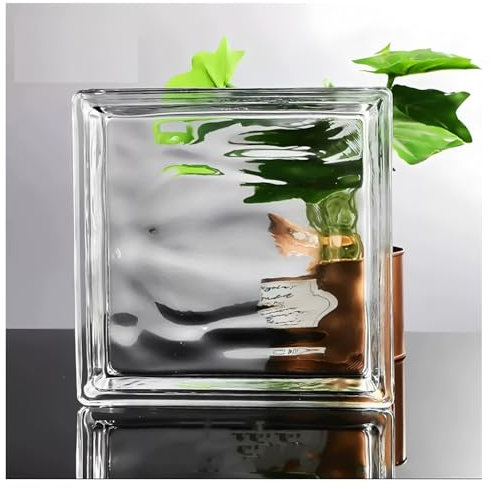 Verarbeitete Glasfliesen, Glasbaustein, quadratisch, hohl, klar, 190 x 190 x 50 mm, hohe Transparenz, Schall- und Wärmedämmung, Trennwände(Clear-d)