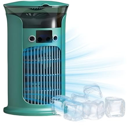 Klimaanlage Mobile Mini Klimagerät, 2025 Neu Luftkühler mit 800ml Wassetank Verdunstungskühlung, Kleine Klimaanlage, Air Conditioner Portable, Mobile Klimagerät ohne Abluftschlauch (Grün)