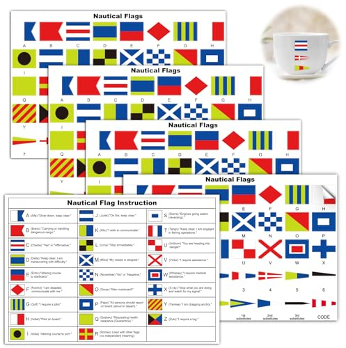 Mini-Aufkleber mit maritimer Flagge, Alphabet-Diagramm, Referenz, Segelaufkleber, nautisches Thema, Partyzubehör für Tassen, Telefon, Laptop, Dekoration (jeder Aufkleber L: 1 cm – 2,2 cm und B: 0,4 cm