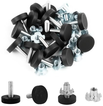 CeoxThao 16 Sets Adjustable Furniture Feet with Drive-in Nut M6, Threaded Furniture Adjustable Levelers, Levelling Feet for Tables, Cabinets and Chairs - Adjustable Height Screw - in Furniture Feet