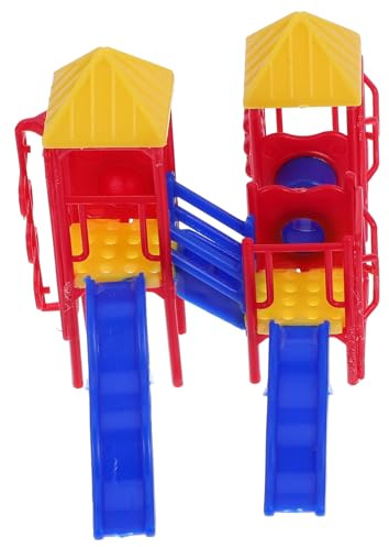 Gatuida Miniatur Spielplatz Modell Kleines Outdoor Kunststoff Rutschbahn DIY Dekoration Leichtes Puppenhaus Zubehör Langlebiges Miniaturobjekt für Kinderzimmer und Zufällige Farbe