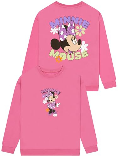 Disney Minnie Mouse Sweatshirt Kinder Mädchen, offizieller Pullover Mädchen, rosa Kinderpullover aus Baumwolle mit Minnie und Blumen