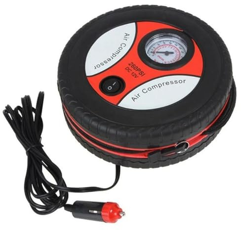 12V Air Pump Compressor 260 PSI – Portable Electric Tyre Inflator for Car, Bike & Inflatables – Heavy Duty Dual Cylinder with 2.9m Cable & Nozzle Adapters