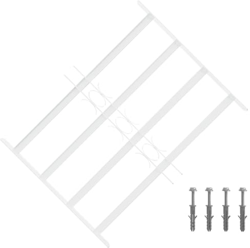 Ordellia Set di 3 griglie di sicurezza per finestre in acciaio zincato, 43-74 cm, finitura bianca, regolabile per elemento finestra, telaio, ante, montaggio su finestre basculanti e finestre della