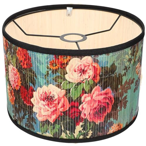HYTROVE Vintage Lampenschirm aus Bambus und Metall Kreativer Blumenlampenschirm E27 für Schlafzimmer Leichte Deckenleuchte als Einweihungsparty Geschenk