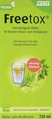 Salus - Freetox Gerstengras-Birke - 1x 250 ml 10-Kräuter-Elixier zum Verdünnen - Nahrungsergänzungsmittel mit Vitamin C - Feinherb zitronig - bio - vegan