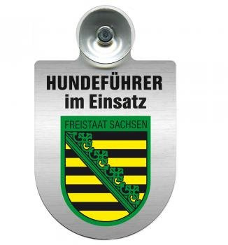 Einsatzschild Windschutzscheibe incl. Saugnapf - Hundeführer im Einsatz - 309381- Regionen nach Wahl Farbe Region Freistaat Sachsen