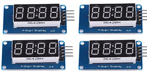 4Pcs 0.36 Zoll 3.3~5.5V LED 4 Digit 7 Segment Display Justierbares Helligkeits Anzeigen Modul mit Clock Display für Rotes Licht