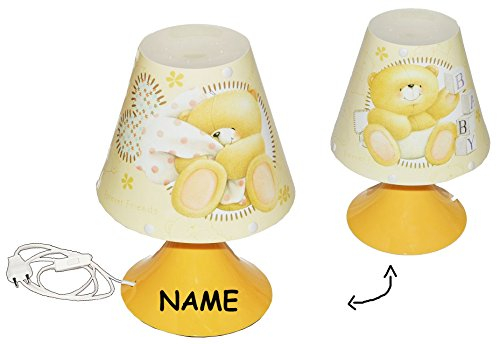 alles-meine.de GmbH Nachttischlampe - Teddy Bär - Forever Friends - incl. Name - 29 cm hoch - Tischlampe Lampe Stehlampe - Tischleuchte für Kinder Kinderzimmer - Baby Mädchen..