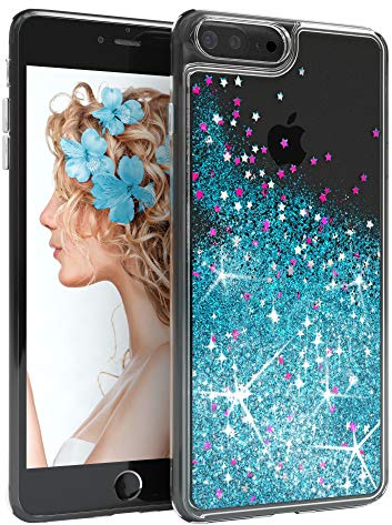 EAZY CASE Hülle kompatibel mit iPhone 7 Plus / 8 Plus Schutzhülle Silikon, Ultra dünn, Slimcover, Handyhülle, Silikonhülle, Backcover, Durchsichtig, Klar Blau