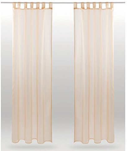 Bestlivings Schlaufenschal Noella, transparenter Dekoschal Voile b 140x l 145 cm 2er Pack, Wohnaccessoire in vielen erhältlich (beige - Nude/ohne Raffhalter)