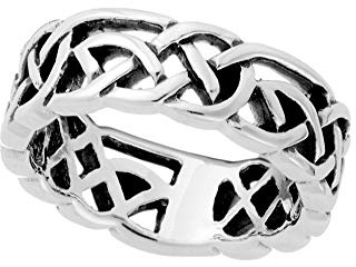 Silverly Keltischer Liebesknotenring aus Sterlingsilber für Damen | 925 Silber Unendlichkeitsknoten-bandring | Irischer Geflochtener Ehering für Männer | Gewebtes Knotenmuster